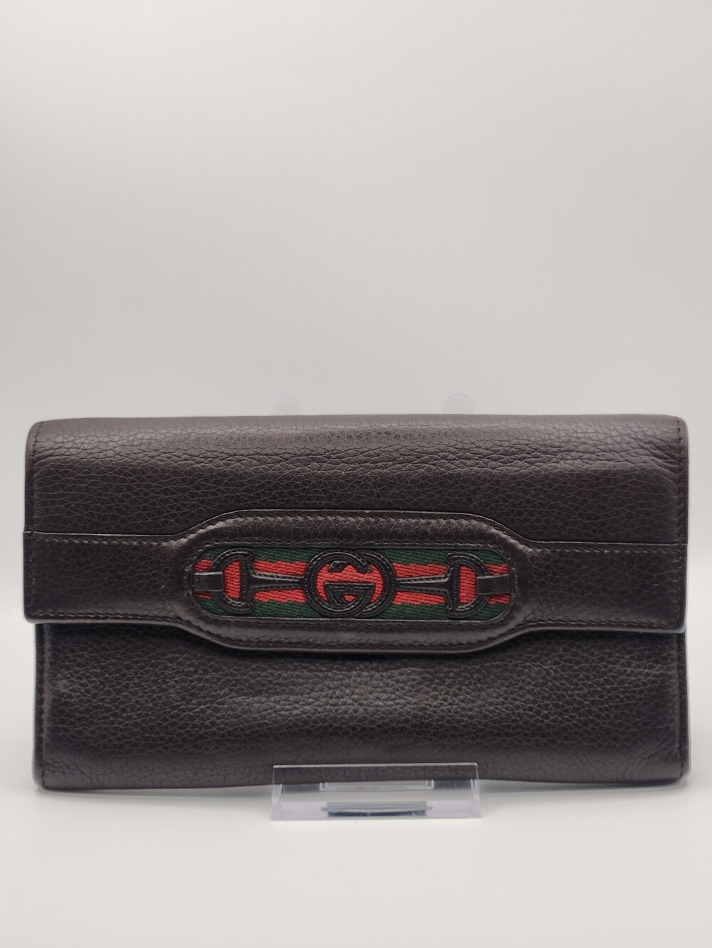 Authentic GUCCI Vintage Web Accent Leather Continental Wallet + COA